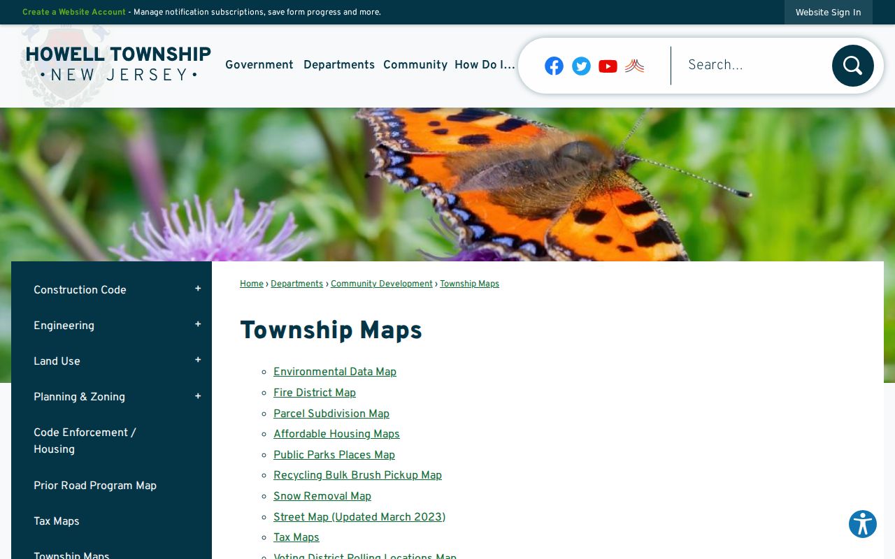 Howell ZIP code directory township maps source